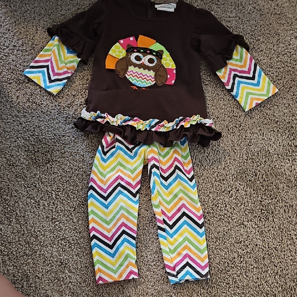 Multicolor Chevron Owl Kids Matching Set